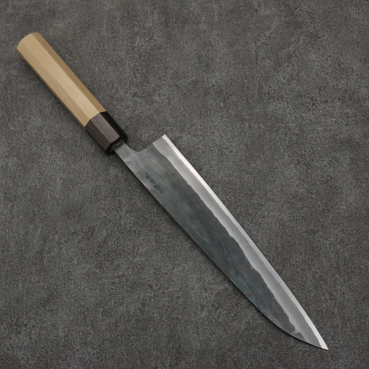 清助 青スーパー鋼 黒仕上げ 牛刀包丁 240mm 朴 (口輪:黒檀)柄 - 清助刃物