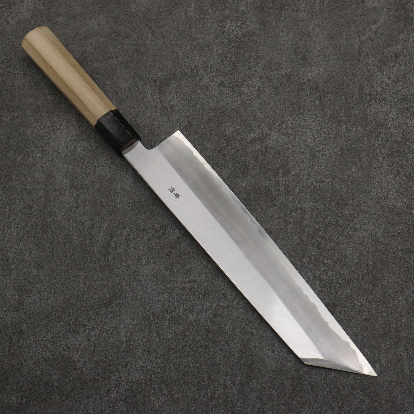 堺 孝行 窪田金彫刻 富士と夕焼 青ニ鋼 切付牛刀包丁 270mm 朴 (口輪:水牛)柄 - 清助刃物