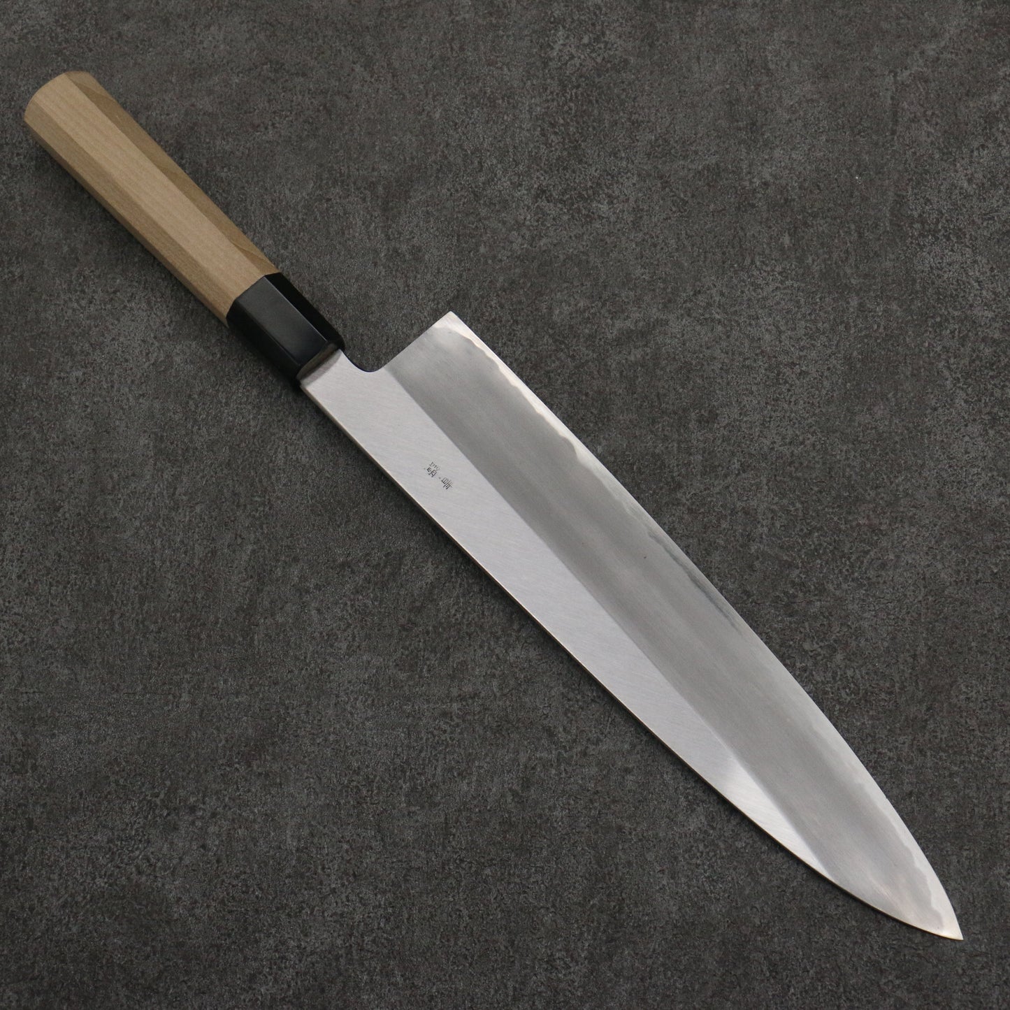 堺 孝行 窪田金彫刻 富士と夕焼 青ニ鋼 牛刀包丁 270mm 朴 (口輪:水牛)柄 - 清助刃物