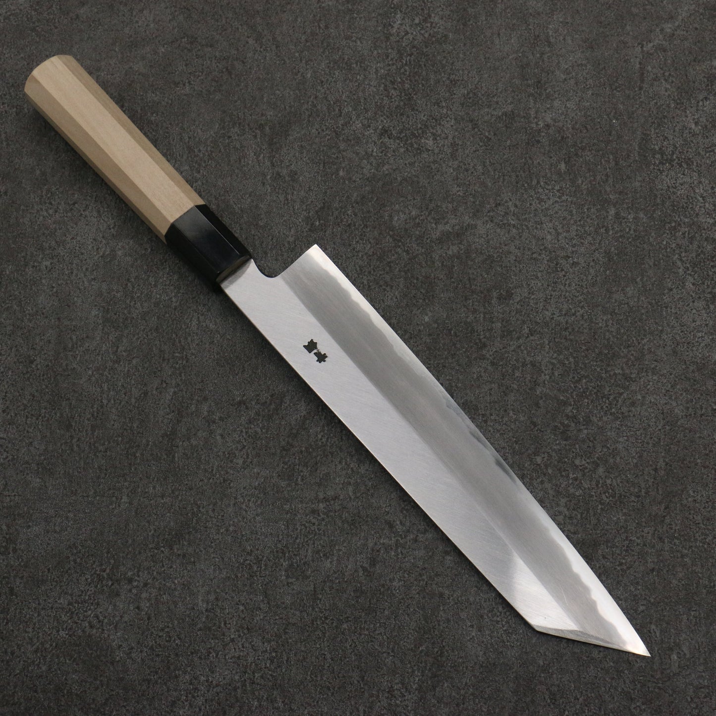 堺 孝行 窪田金彫刻 富士と夕焼 青ニ鋼 切付牛刀包丁 240mm 朴 (口輪:水牛)柄 - 清助刃物