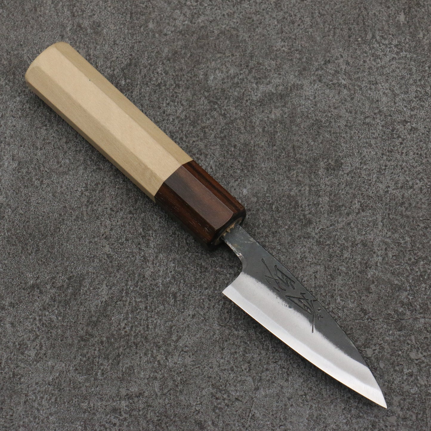 清助 青一鋼 黒仕上げ パーリングナイフ 75mm 朴 (口輪:黒檀)柄 - 清助刃物