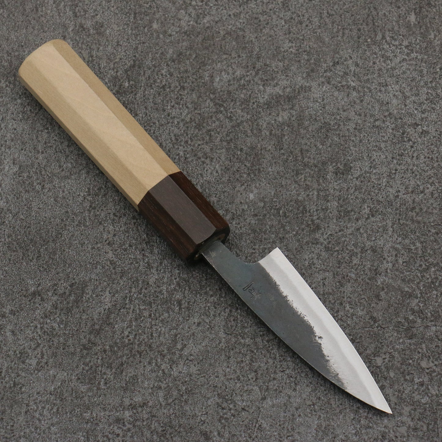 清助 青一鋼 黒仕上げ パーリングナイフ 75mm 朴 (口輪:黒檀)柄 - 清助刃物