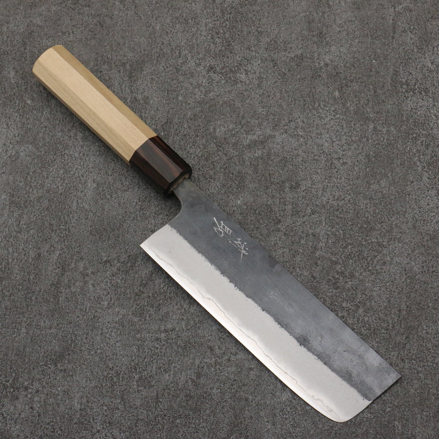 清助 青ニ鋼 黒仕上げ 菜切包丁 165mm 朴 (口輪:黒檀)柄 - 清助刃物