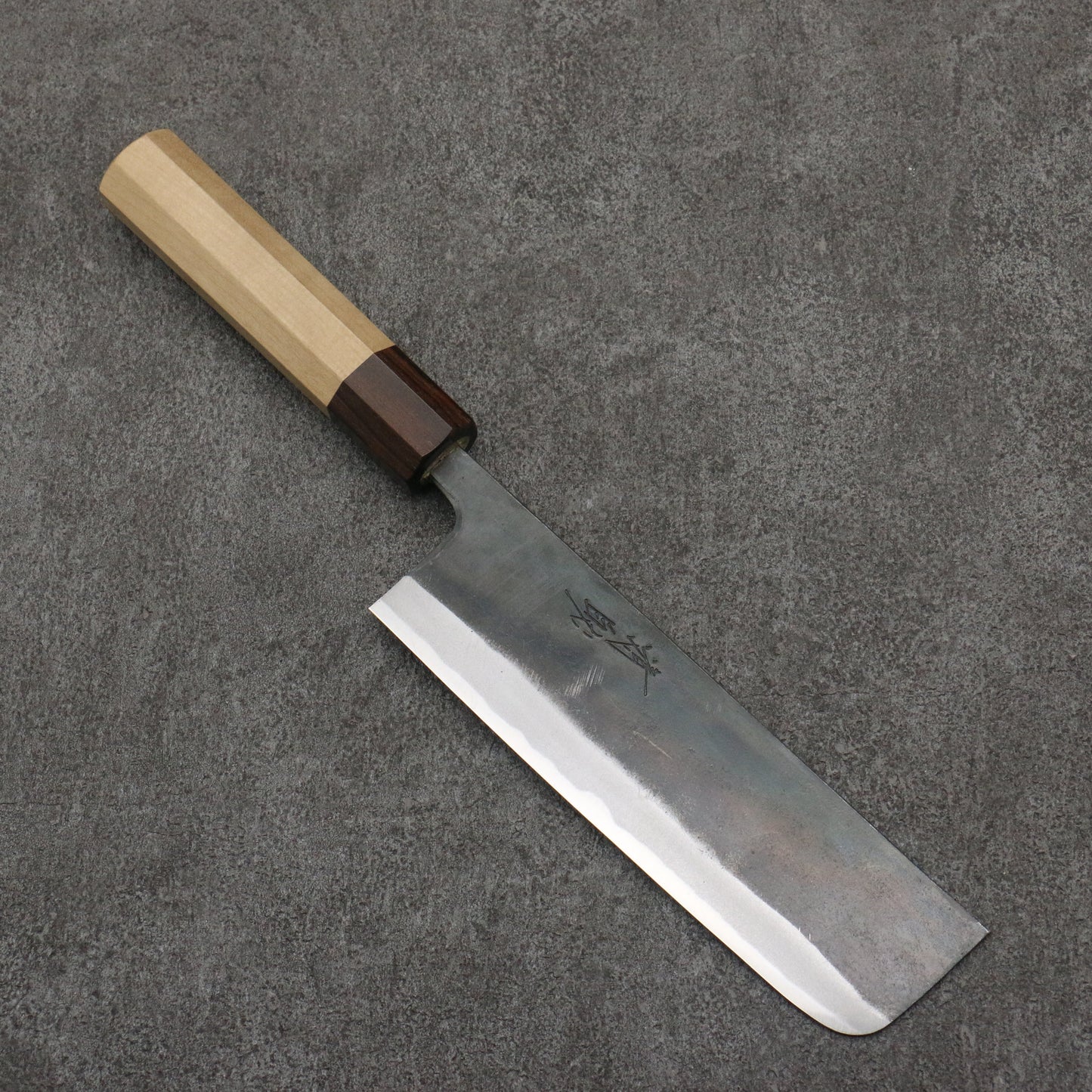 清助 青一鋼 黒仕上げ 菜切包丁 165mm 朴 (口輪:黒檀)柄 - 清助刃物