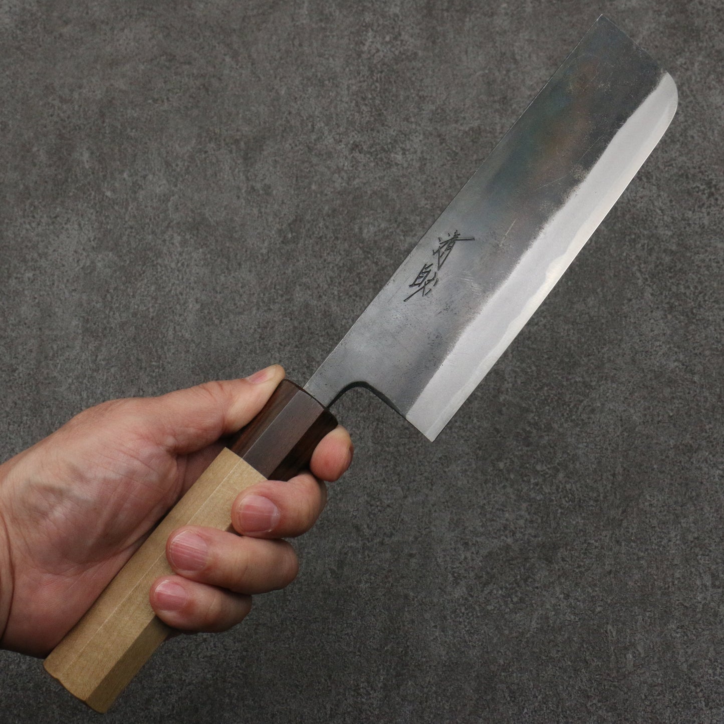 清助 青一鋼 黒仕上げ 菜切包丁 165mm 朴 (口輪:黒檀)柄 - 清助刃物