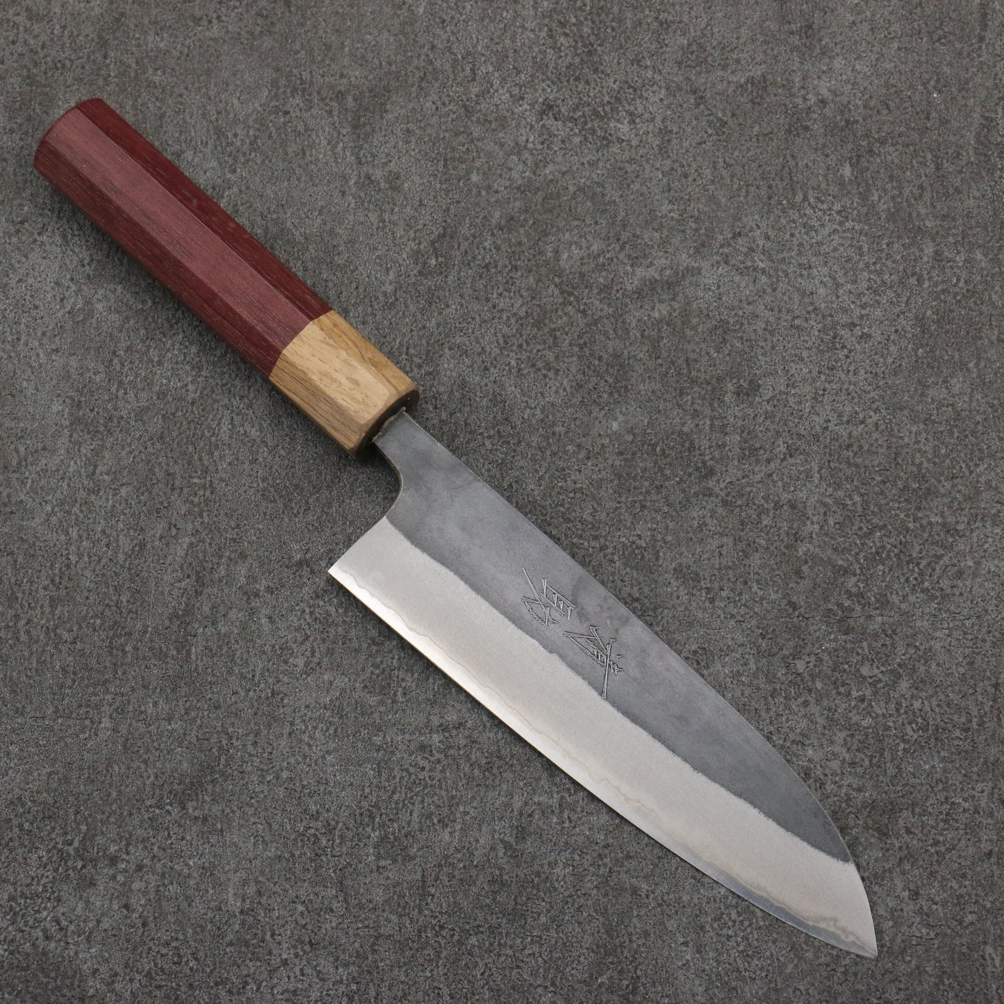 清助 青ニ鋼 黒仕上げ 三徳包丁 170mm パープルハート (口輪:樫)柄 - 清助刃物