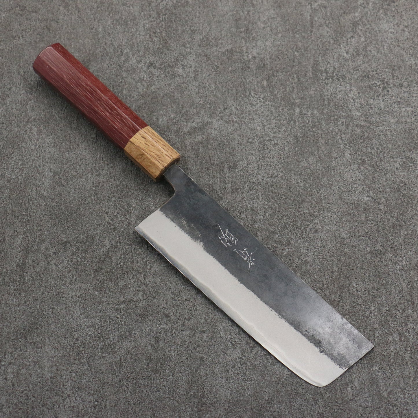 清助 青ニ鋼 黒仕上げ 菜切包丁 165mm パープルハート (口輪:樫)柄 - 清助刃物