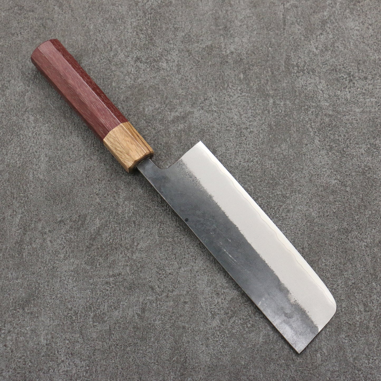 清助 青ニ鋼 黒仕上げ 菜切包丁 165mm パープルハート (口輪:樫)柄 - 清助刃物