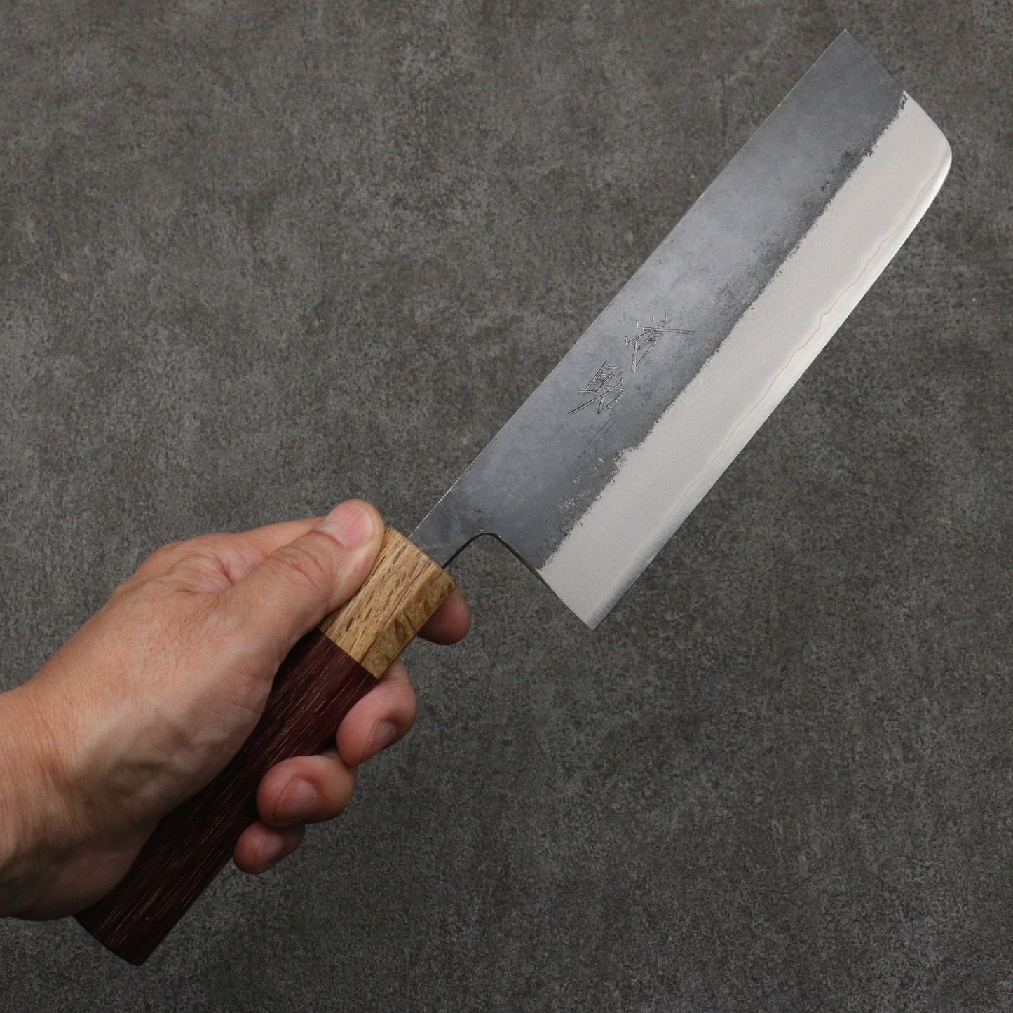 清助 青ニ鋼 黒仕上げ 菜切包丁 165mm パープルハート (口輪:樫)柄 - 清助刃物