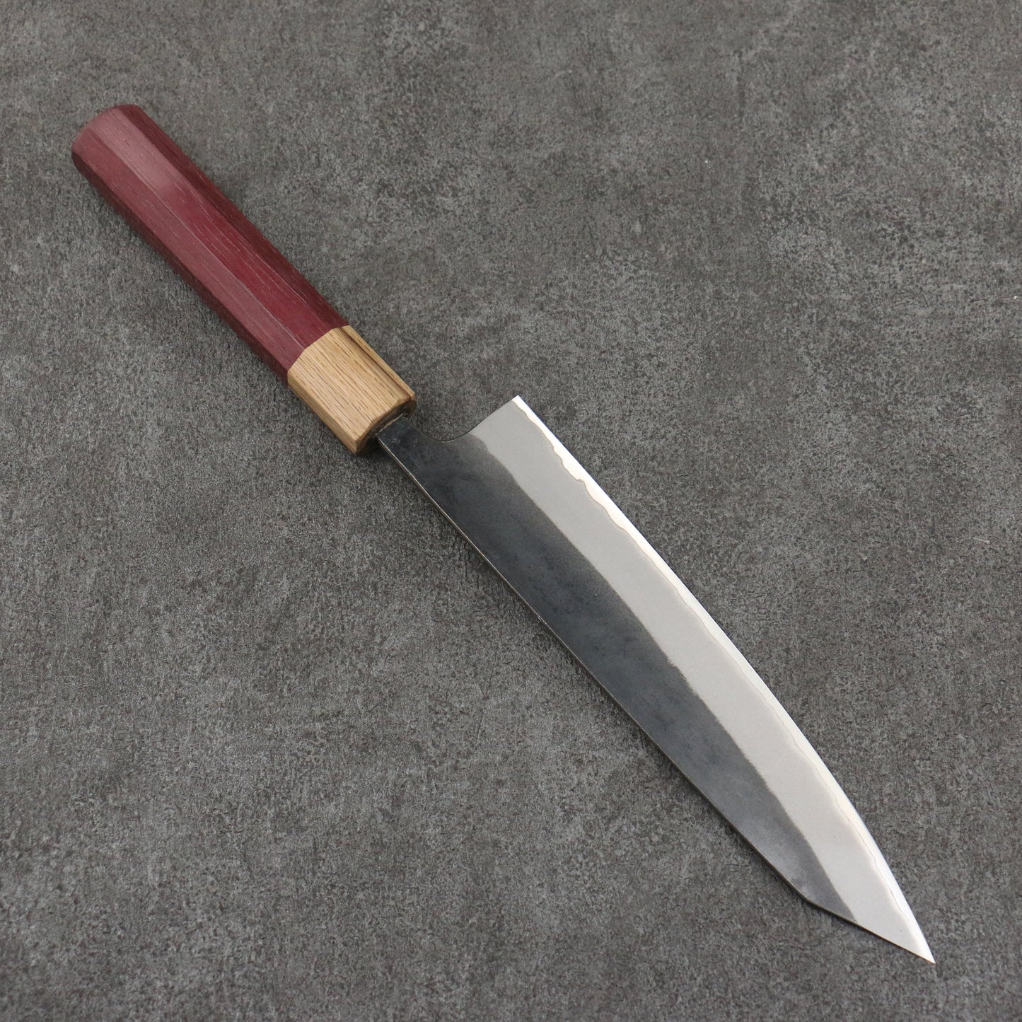 清助 青ニ鋼 黒仕上げ 切付牛刀包丁 210mm パープルハート (口輪:樫)柄 - 清助刃物