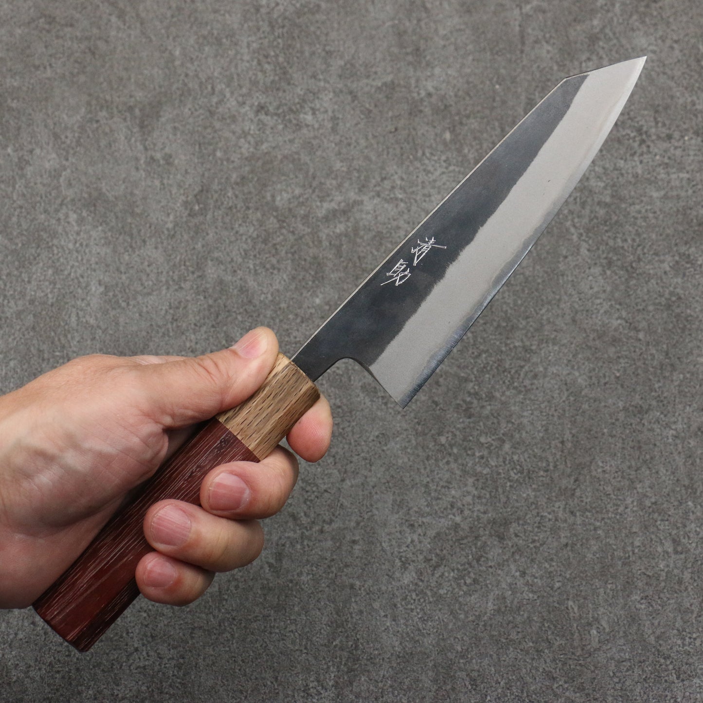 清助 青ニ鋼 黒仕上げ 小文化包丁 150mm パープルハート (口輪:樫)柄 - 清助刃物