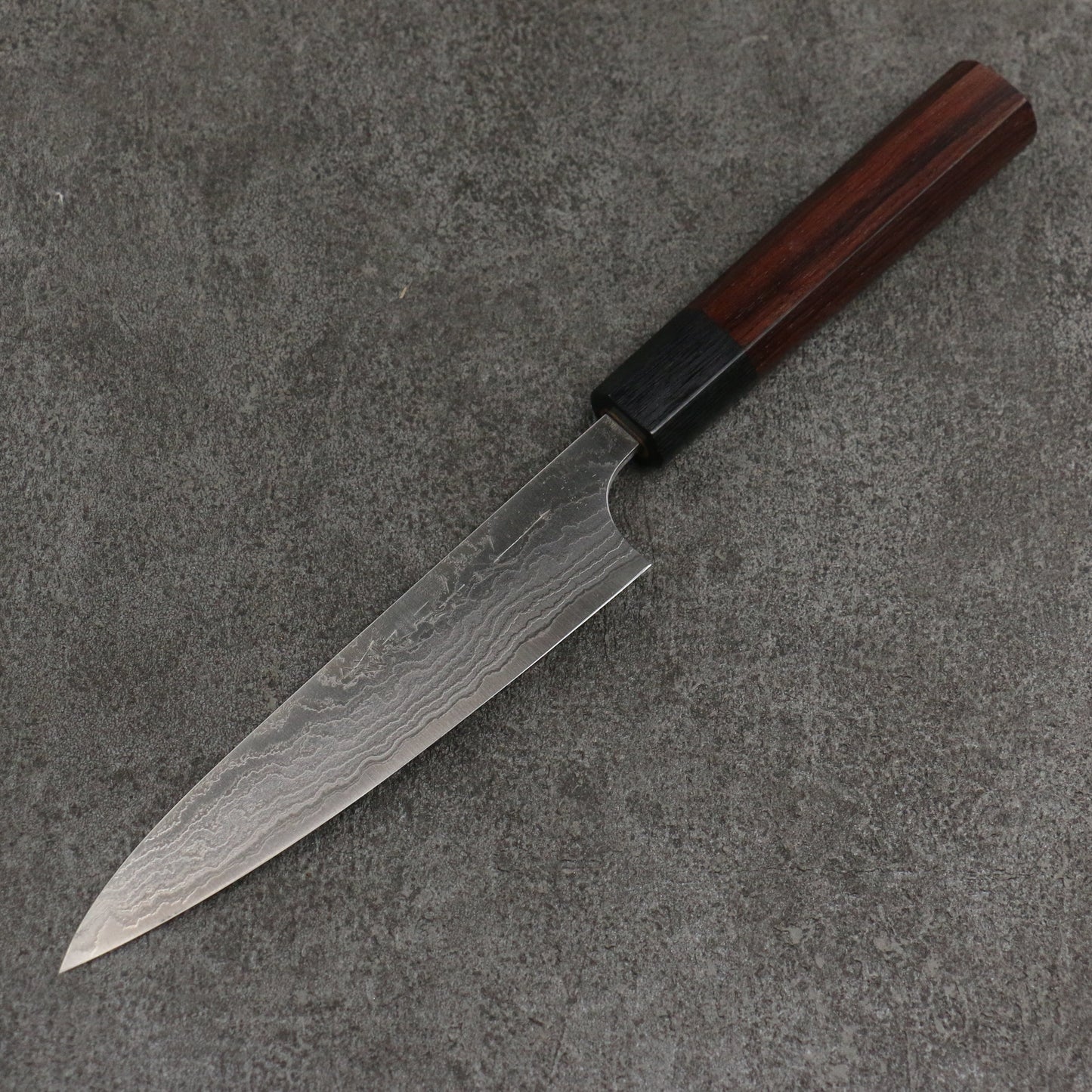 山本 直 SG2 ダマスカス 磨き仕上げ ペティーナイフ 135mm 紫檀 (口輪:黒合板)柄 - 清助刃物