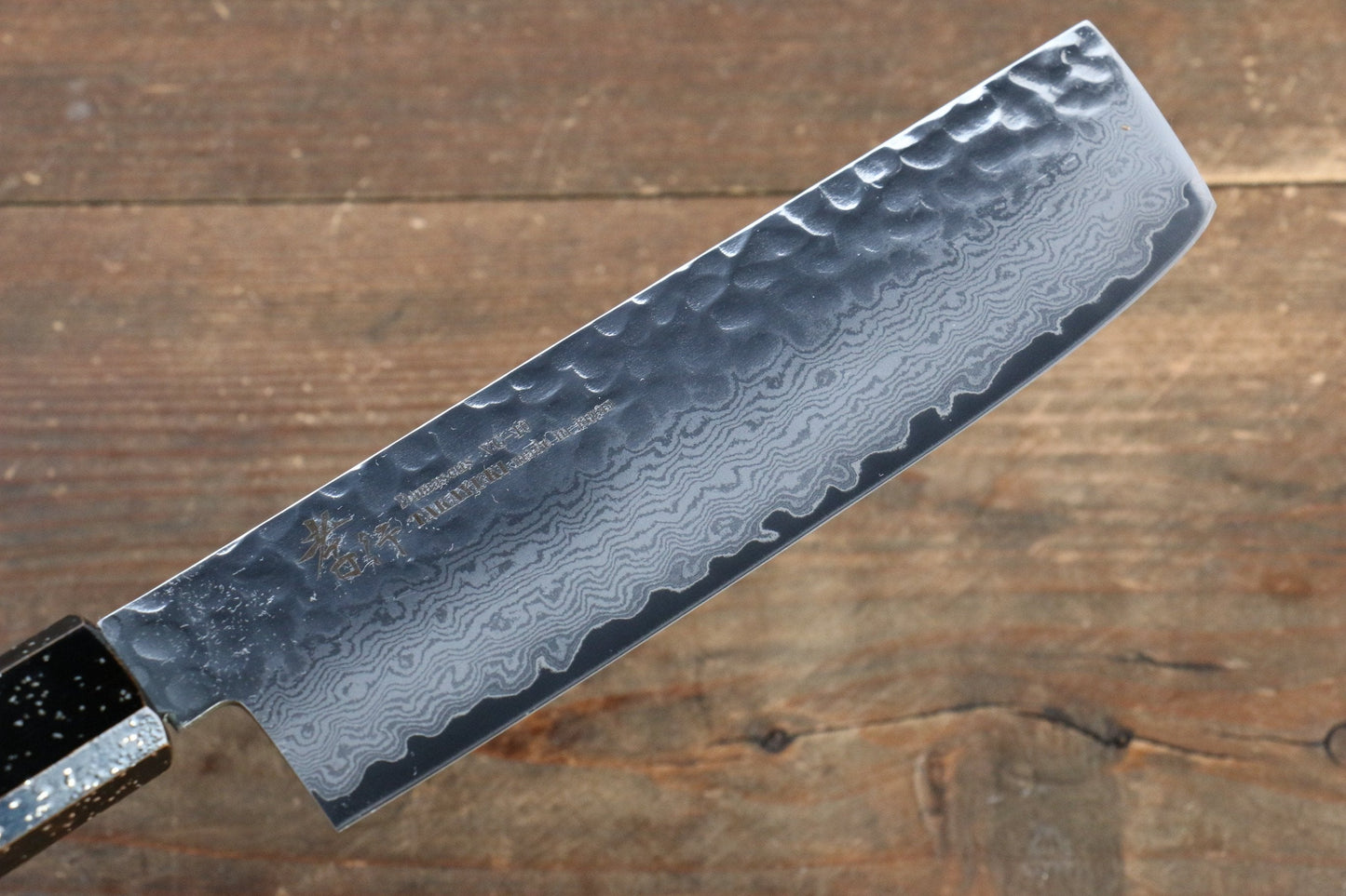 堺 孝行 V金10号 33層ダマスカス 菜切包丁 160mm 樫の木漆塗り(黒伸)柄 - 清助刃物