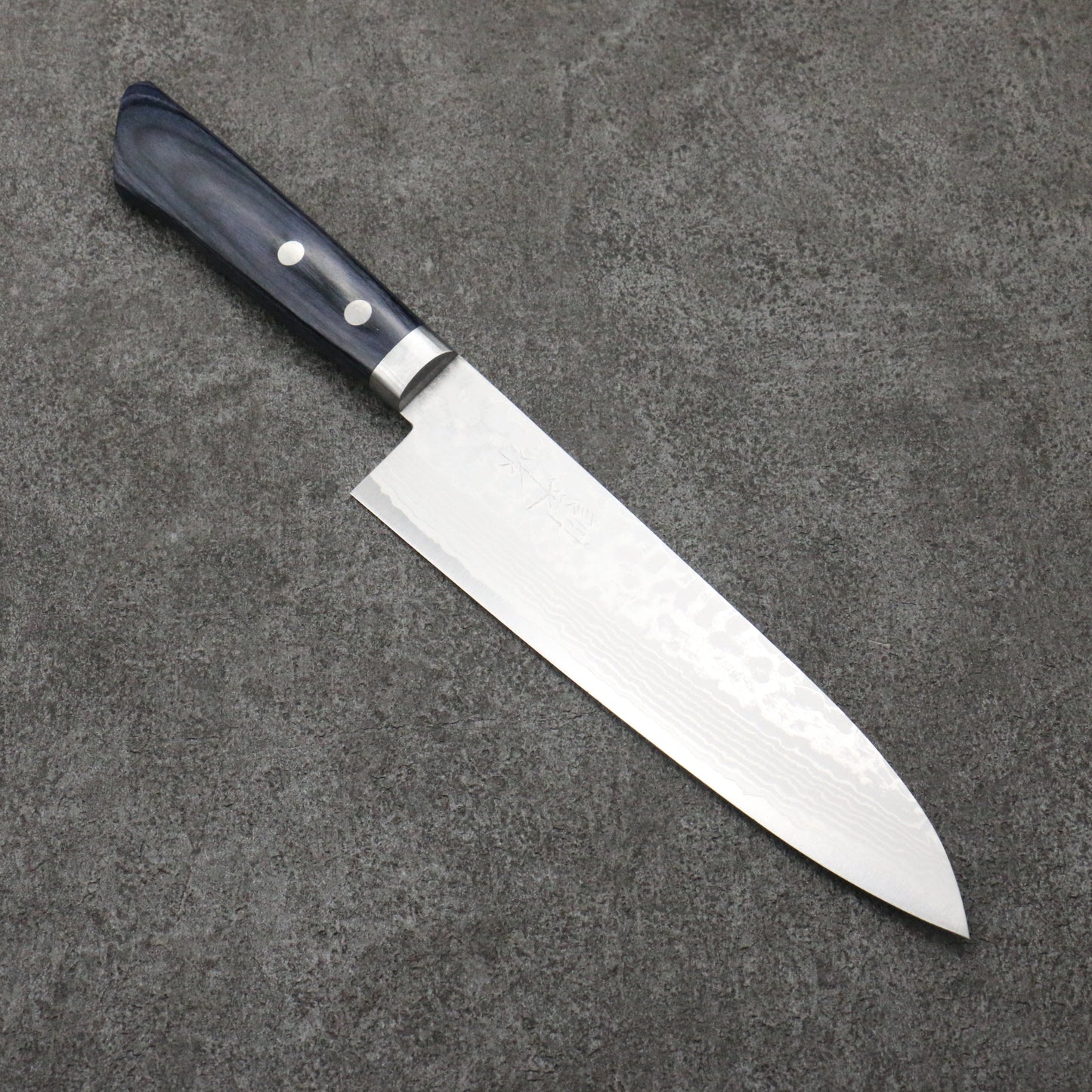 訓平 彩流(さいりゅう) V金10号 ダマスカス 牛刀包丁 180mm 合板 (紺色)柄 - 清助刃物