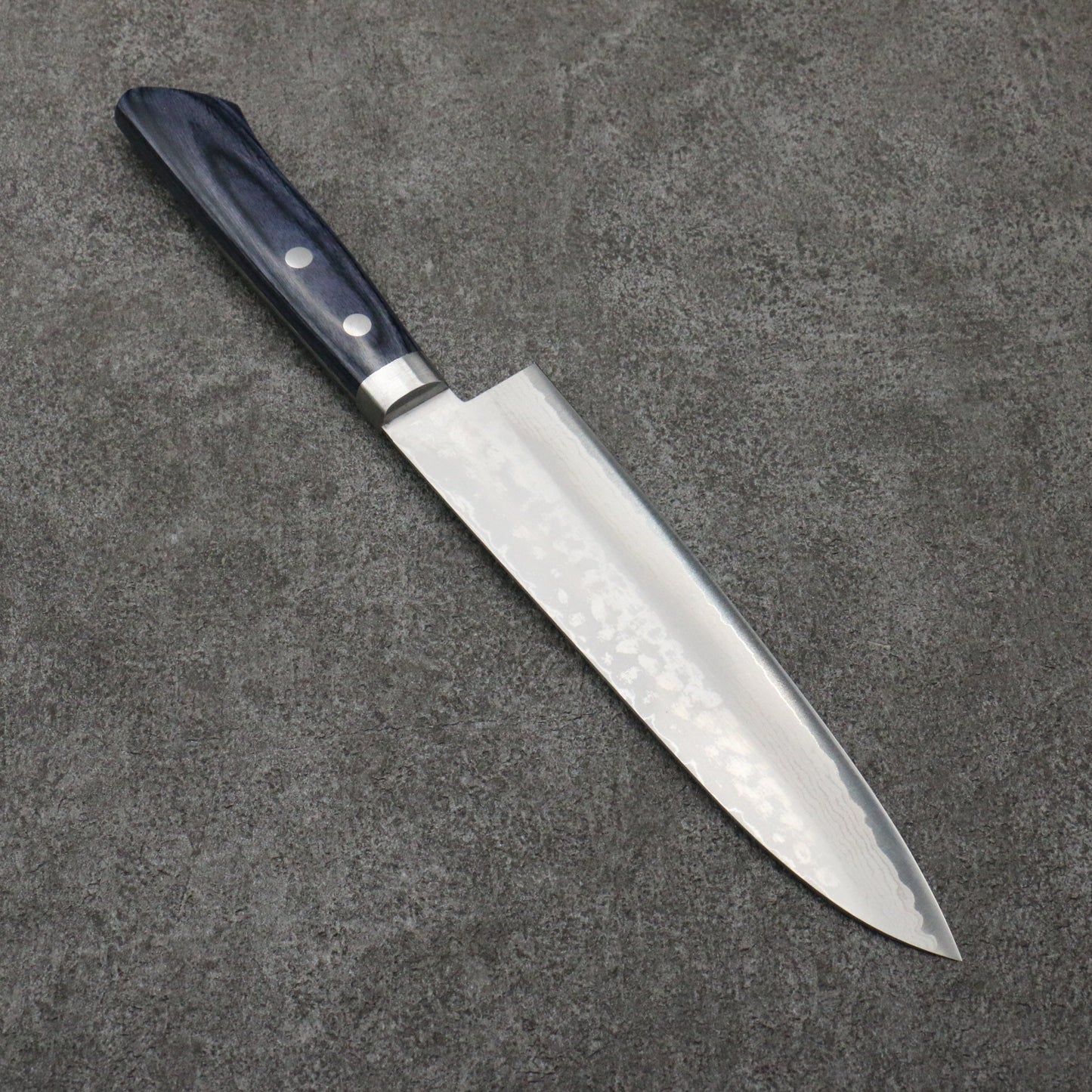 訓平 彩流(さいりゅう) V金10号 ダマスカス 牛刀包丁 180mm 合板 (紺色)柄 - 清助刃物