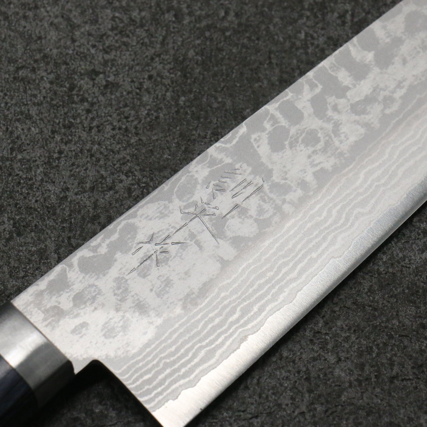 訓平 彩流(さいりゅう) V金10号 ダマスカス 牛刀包丁 180mm 合板 (紺色)柄 - 清助刃物
