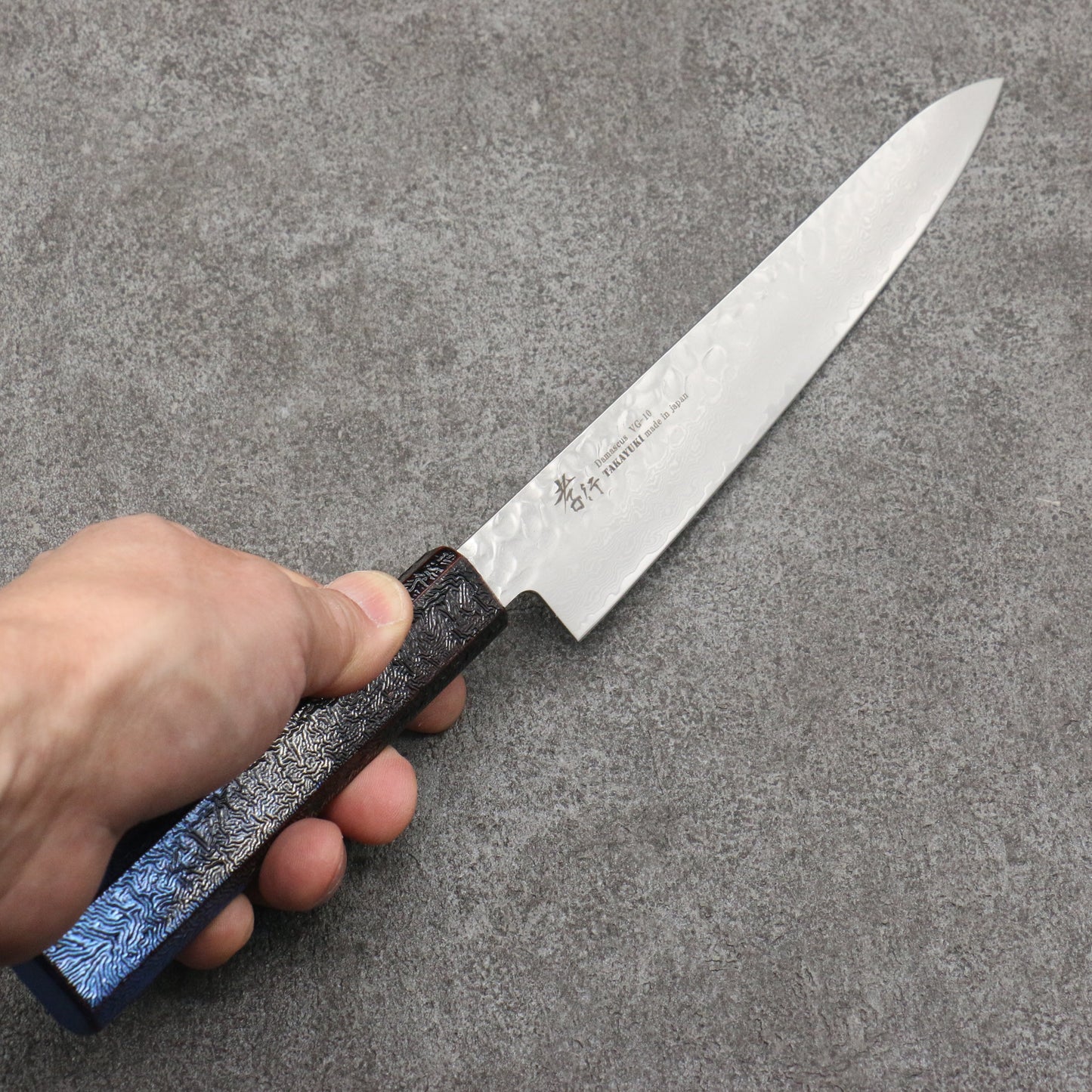 堺 孝行 琳凰 VG10 33層 ダマスカス ペティーナイフ 和包丁 180mm 青漆塗り柄 - 清助刃物