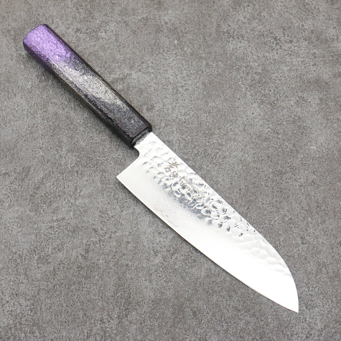 堺 孝行 琳凰 VG10 33層 ダマスカス 三徳包丁 和包丁 170mm 漆塗パープル柄 - 清助刃物