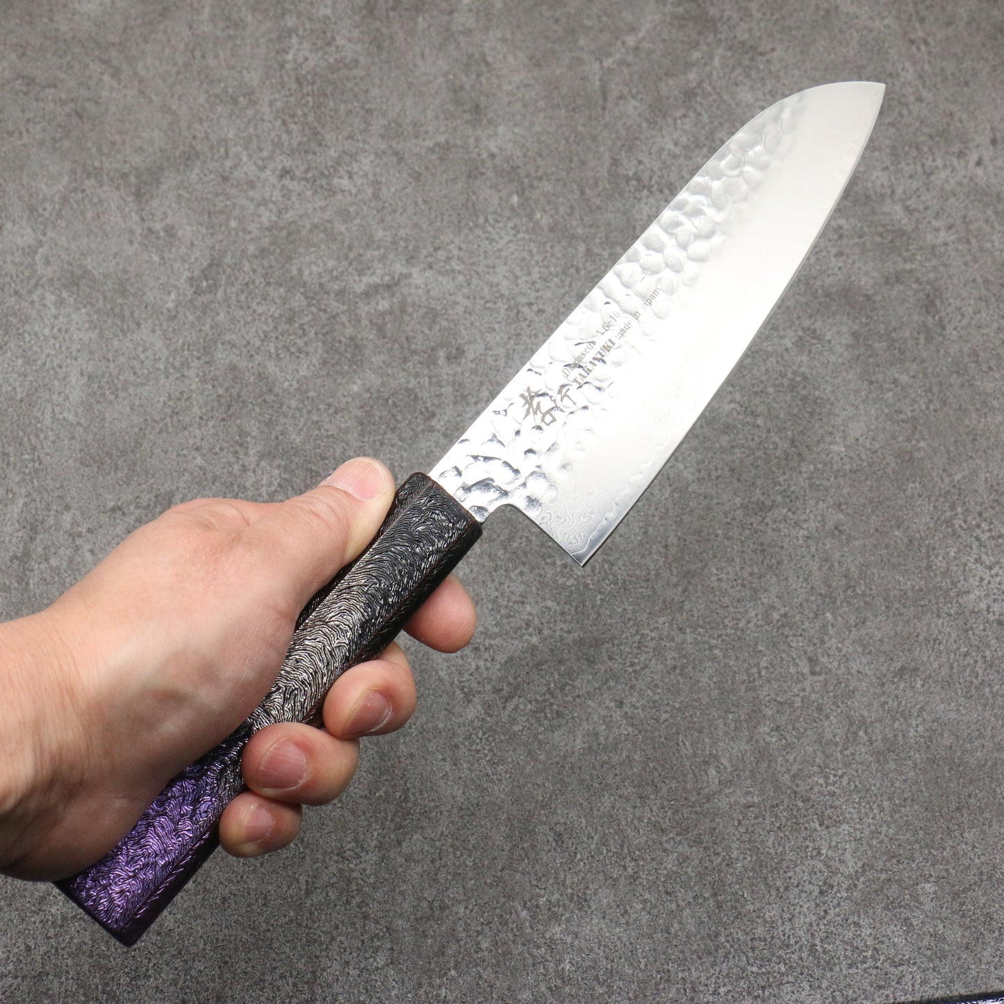 堺 孝行 琳凰 VG10 33層 ダマスカス 三徳包丁 和包丁 170mm 漆塗パープル柄 - 清助刃物