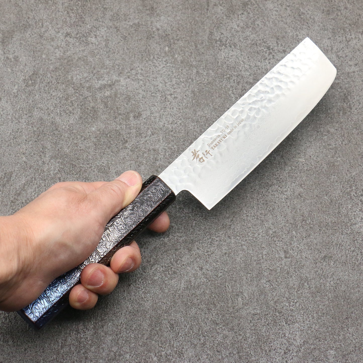 堺 孝行 琳凰 VG10 33層 ダマスカス 菜切包丁 和包丁 160mm 青漆塗り柄 - 清助刃物