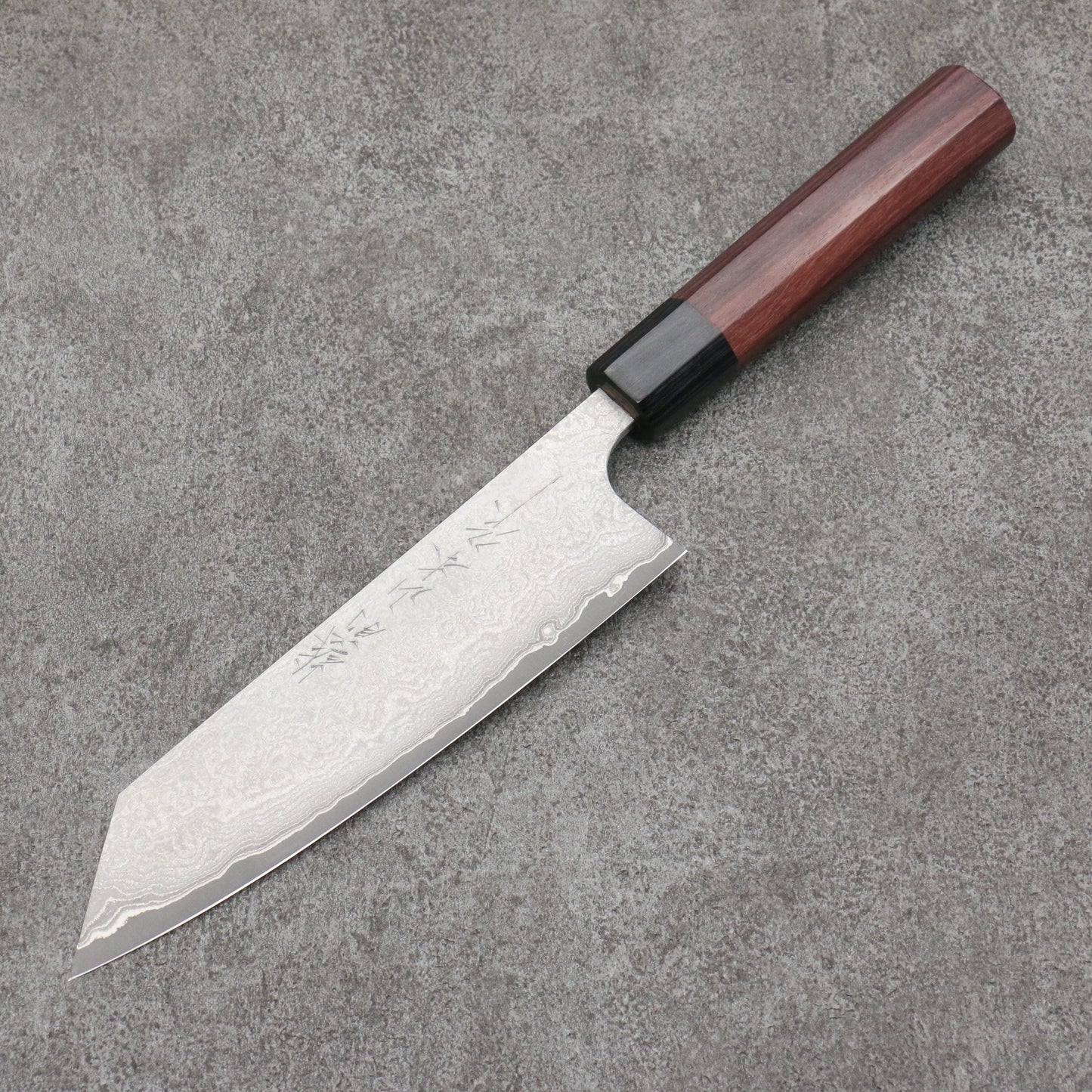 山本 直 V金10号 黒ダマスカス 文化包丁 和包丁 165mm 紫檀柄 - 清助刃物