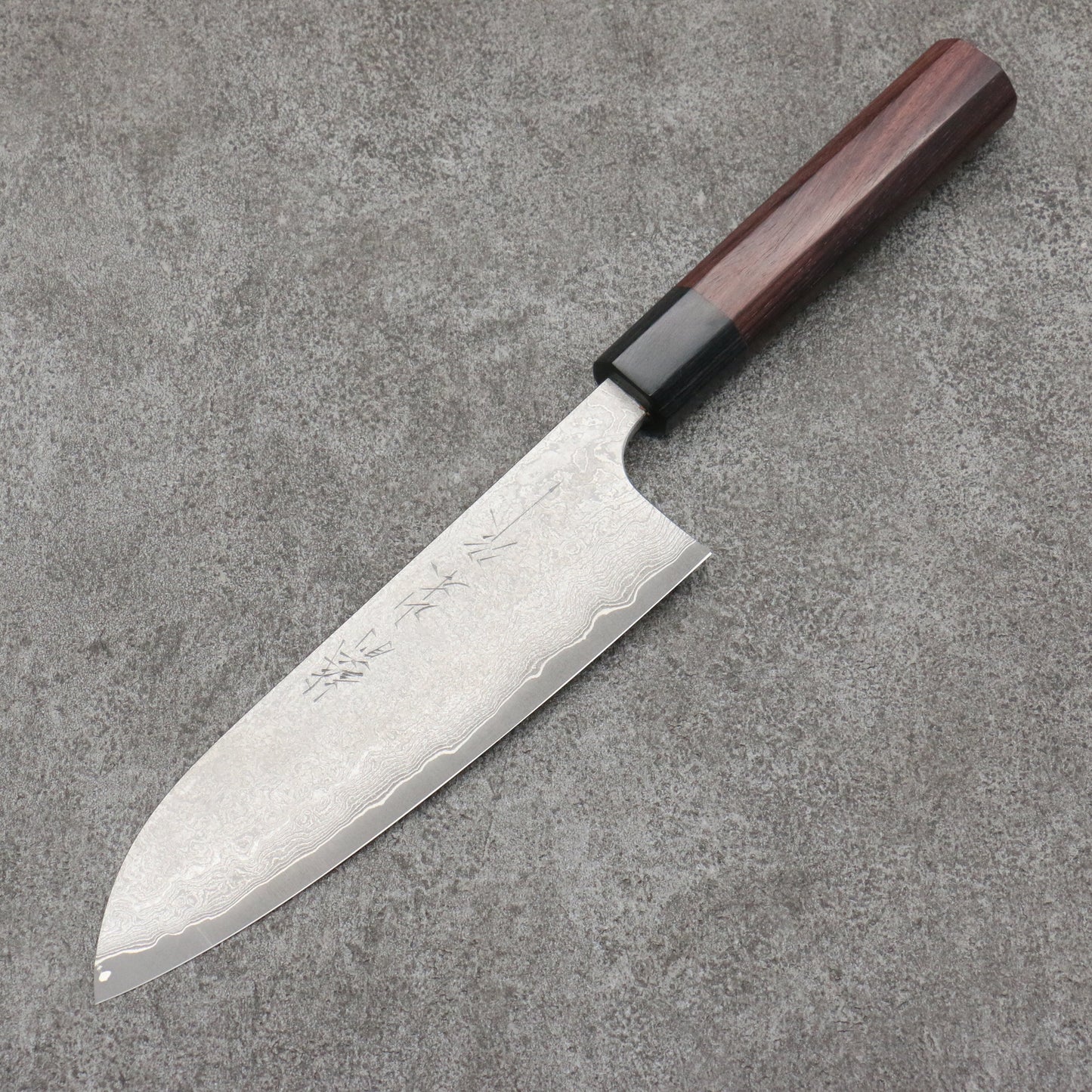 山本 直 V金10号 黒ダマスカス 三徳包丁 和包丁 165mm 紫檀柄 - 清助刃物