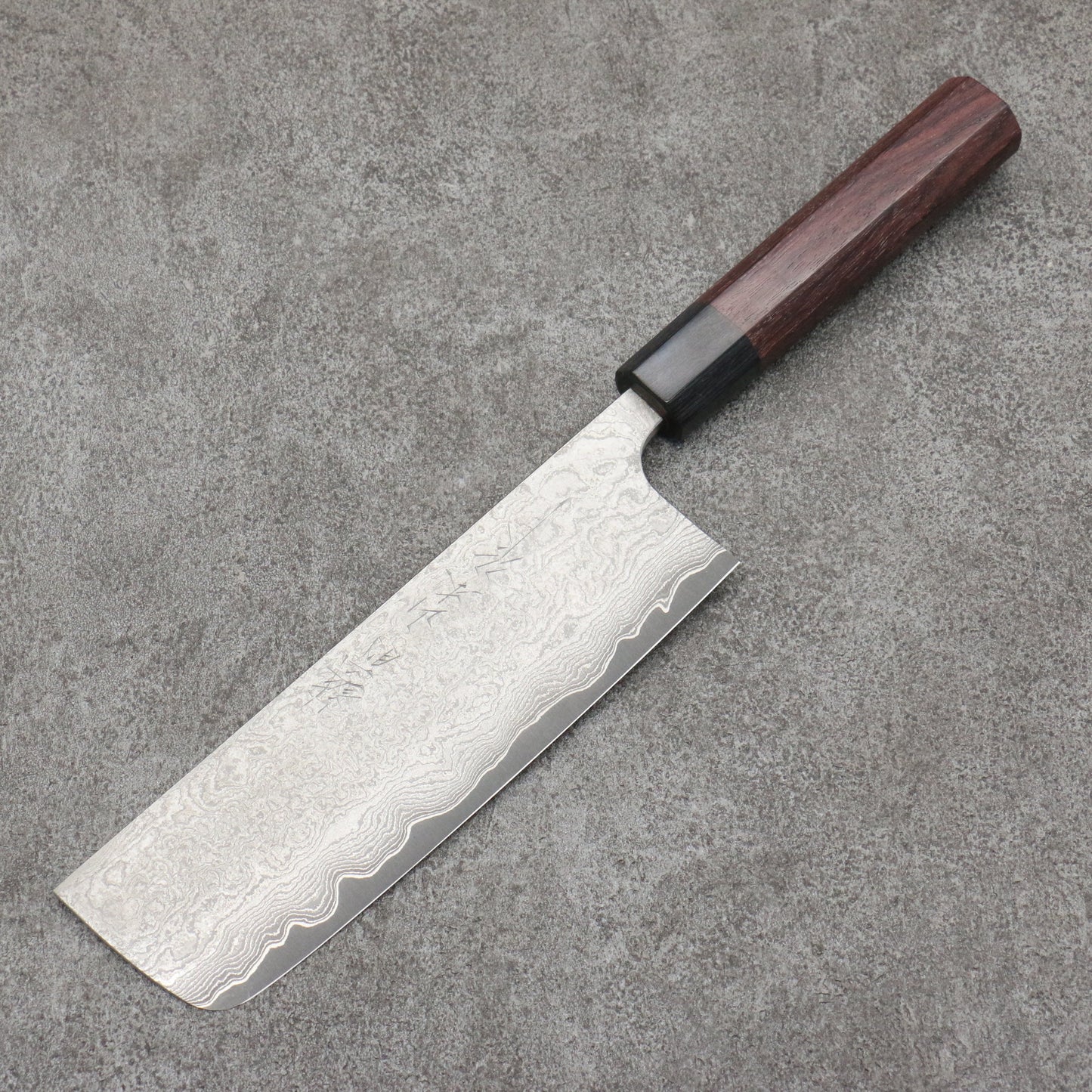 山本 直 V金10号 黒ダマスカス 菜切包丁 和包丁 165mm 紫檀柄 - 清助刃物