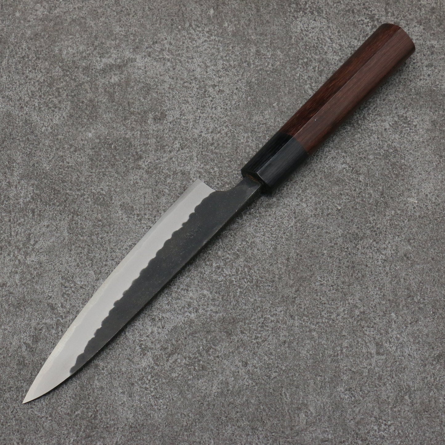 山本 直 青紙 黒打 ペティーナイフ 和包丁 135mm 紫檀 (口輪:黒合板)柄 - 清助刃物