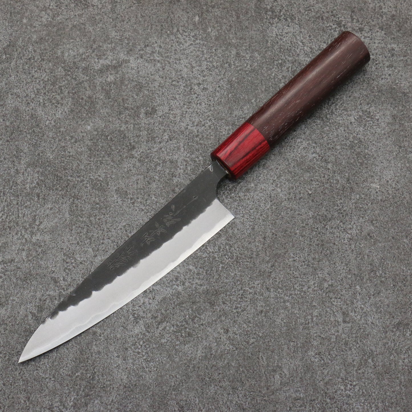 山本 直 青紙 黒打 ペティーナイフ 和包丁 135mm 紫檀 (口輪:赤合板)柄 - 清助刃物