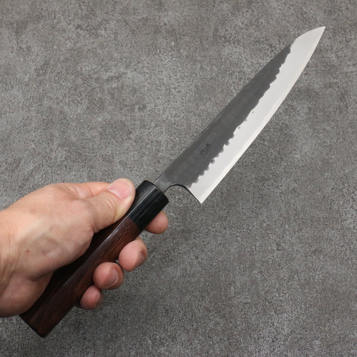 山本 直 青紙 黒打 ペティーナイフ 和包丁 160mm 紫檀 (口輪:黒合板)柄 - 清助刃物