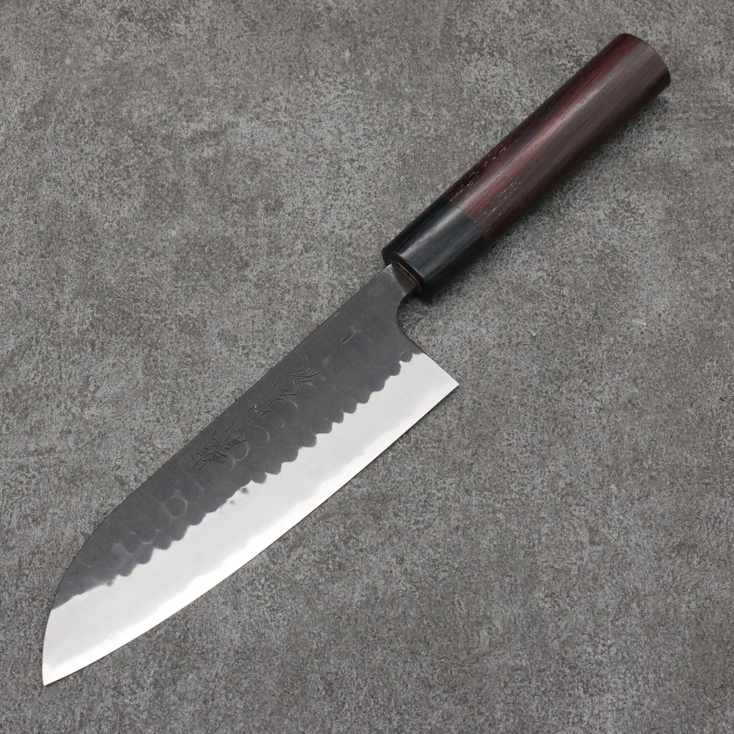 山本 直 青紙 黒打 三徳包丁 和包丁 170mm 紫檀 (口輪:黒合板)柄 - 清助刃物