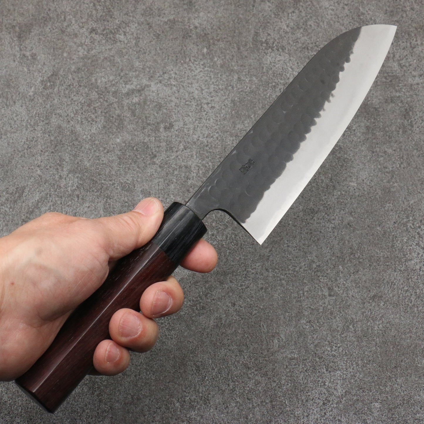 山本 直 青紙 黒打 三徳包丁 和包丁 170mm 紫檀 (口輪:黒合板)柄 - 清助刃物