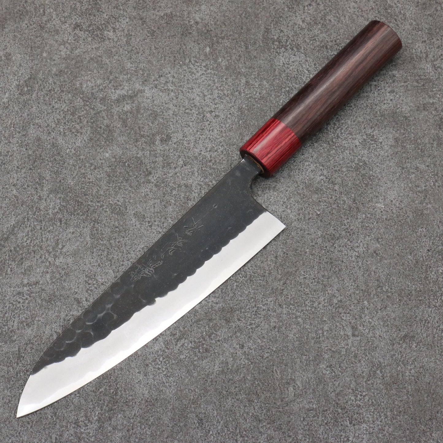 山本 直 青紙 黒打 牛刀包丁 和包丁 180mm 紫檀 (口輪:赤合板)柄 - 清助刃物