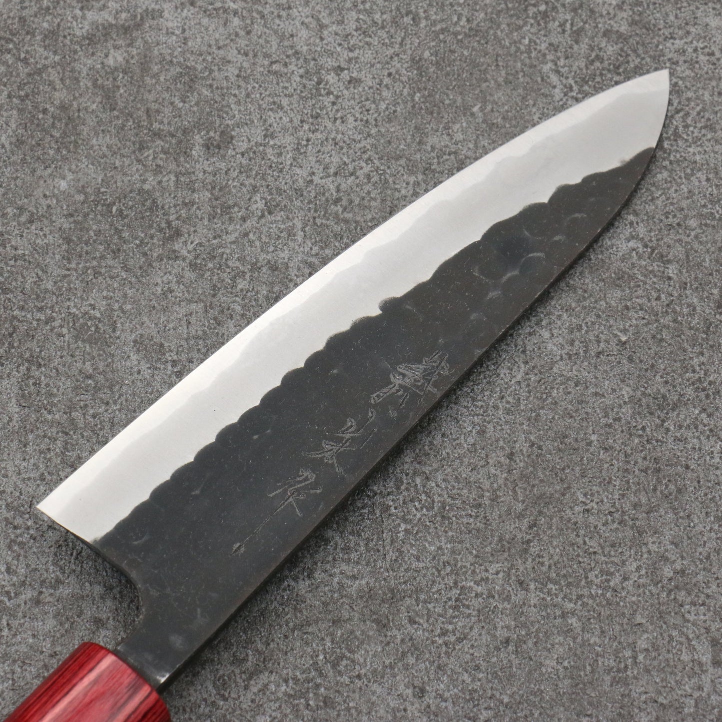 山本 直 青紙 黒打 牛刀包丁 和包丁 180mm 紫檀 (口輪:赤合板)柄 - 清助刃物