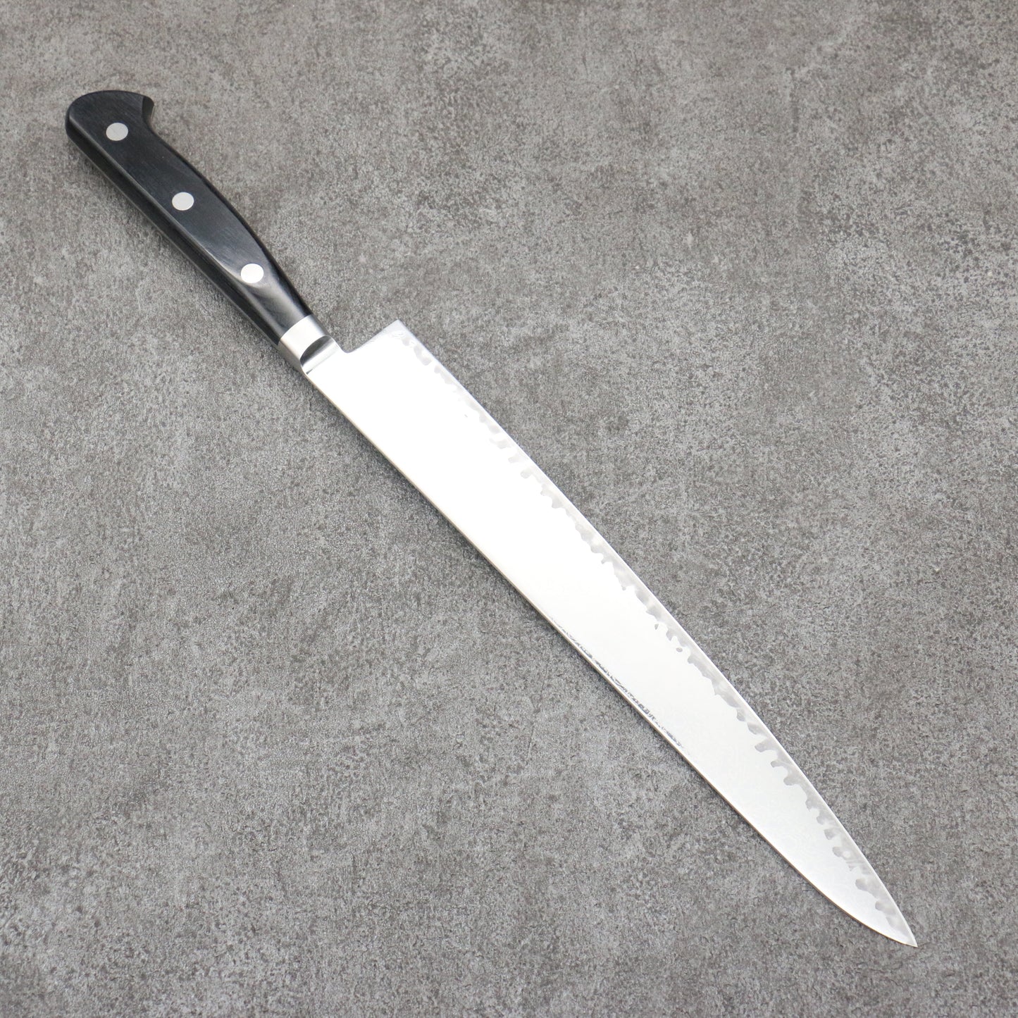 清助 鏡2 AUS10 鏡面仕上げ ダマスカス 筋引包丁 240mm 黒合板柄 - 清助刃物
