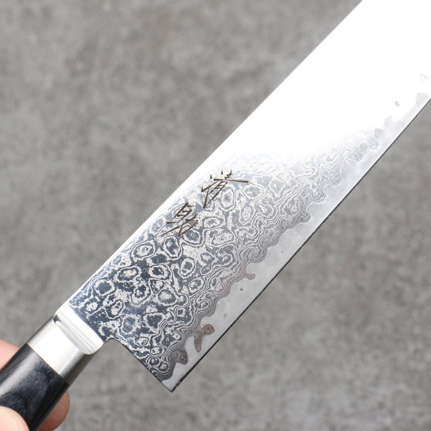 清助 鏡2 AUS10 鏡面仕上げ ダマスカス 筋引包丁 240mm 黒合板柄 - 清助刃物