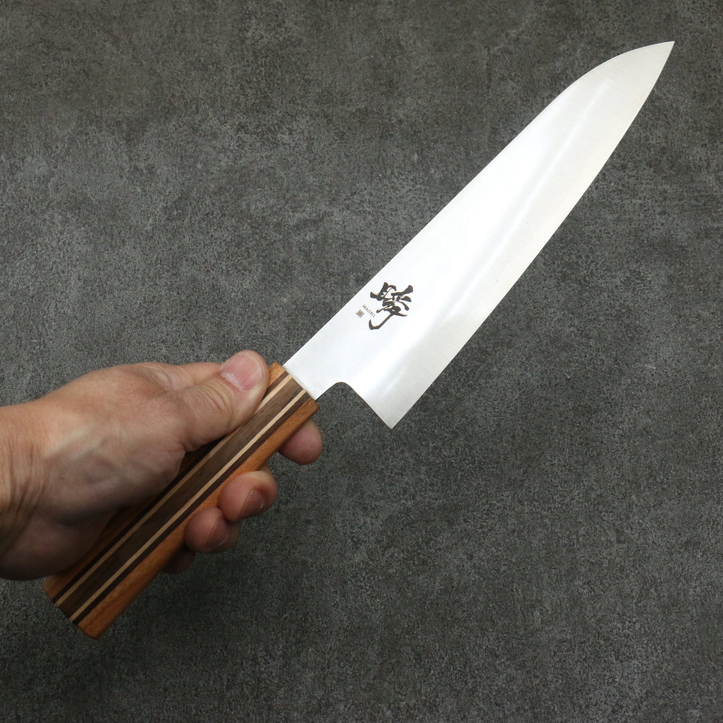 田中 誠貴 瞬(まじろ) 銀三鋼 牛刀包丁 190mm 楓桜ウォルナット柄 - 清助刃物