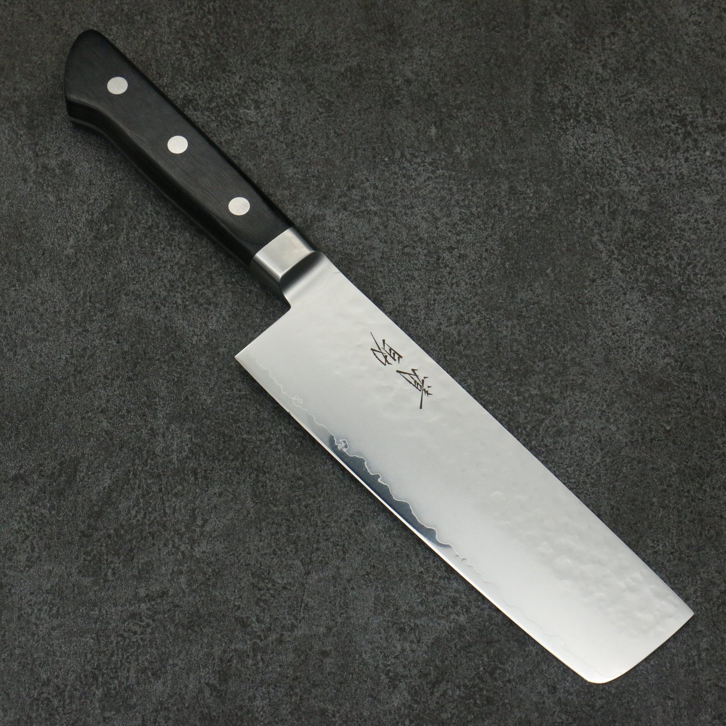 清助 V金5号 鎚目 霞研 菜切包丁 160mm 黒合板柄 - 清助刃物
