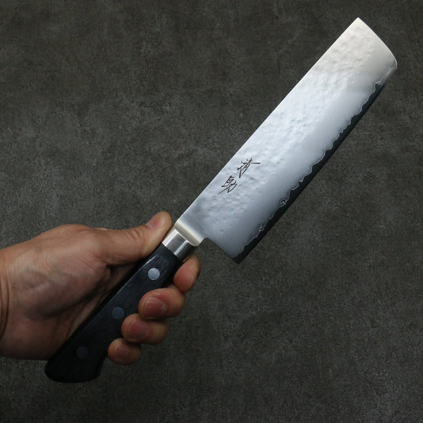 清助 V金5号 鎚目 霞研 菜切包丁 160mm 黒合板柄 - 清助刃物
