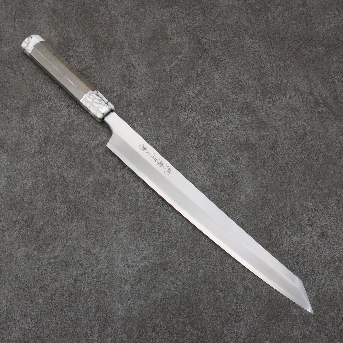 堺 孝行 シェフシリーズ 飛燕 銀三鋼 切付柳刃包丁 300mm スタビライズドウッド (両輪:白)柄 鞘付き - 清助刃物