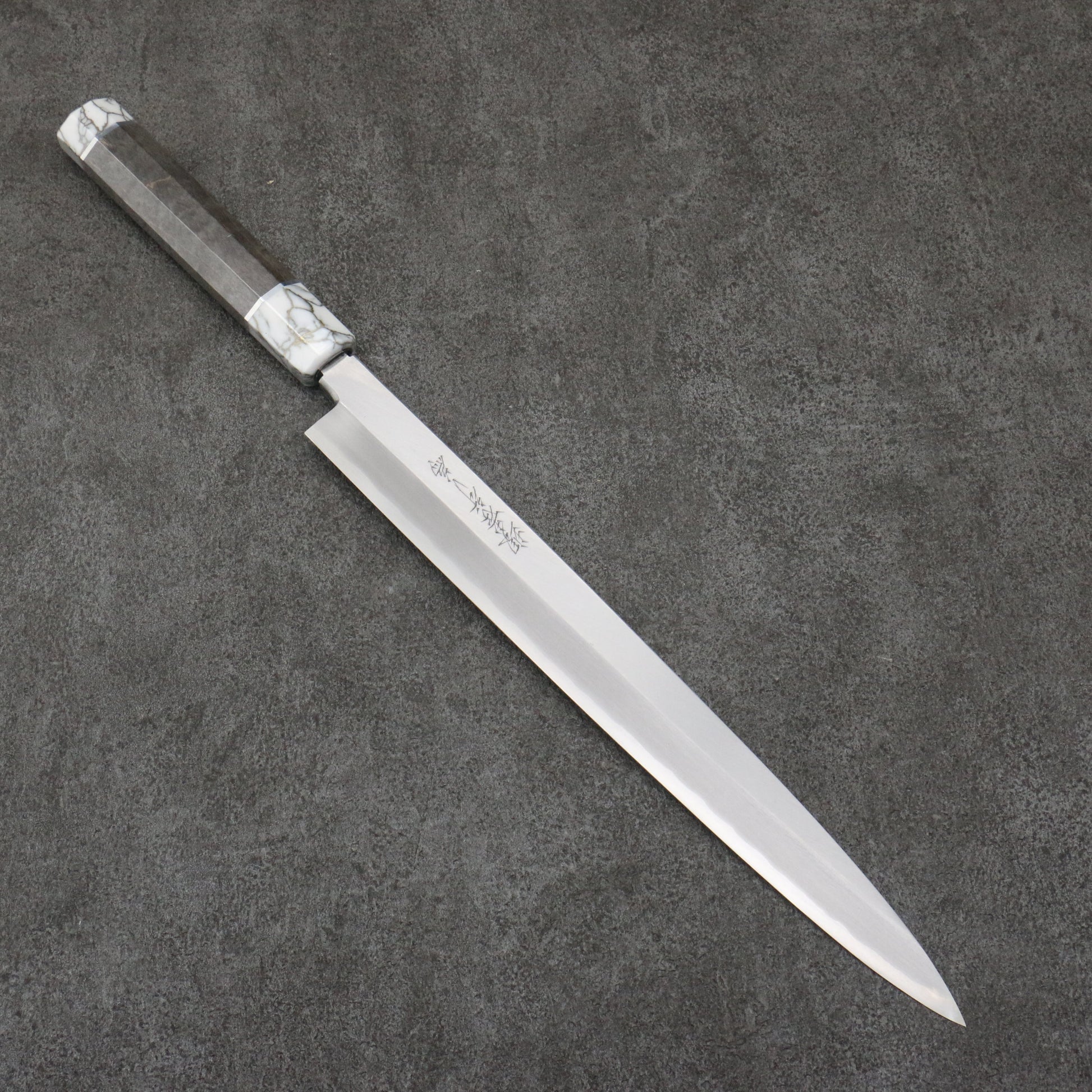 堺 孝行 シェフシリーズ 銀三鋼 柳刃包丁 300mm スタビライズドウッド (両輪:白)柄 鞘付き - 清助刃物
