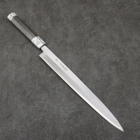 堺 孝行 シェフシリーズ 銀三鋼 柳刃包丁 300mm スタビライズドウッド (両輪:白)柄 鞘付き - 清助刃物