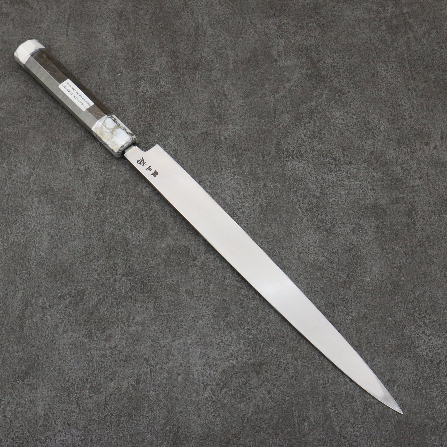 堺 孝行 シェフシリーズ 銀三鋼 ふぐ引き包丁 300mm スタビライズドウッド (両輪:白)柄 鞘付き - 清助刃物