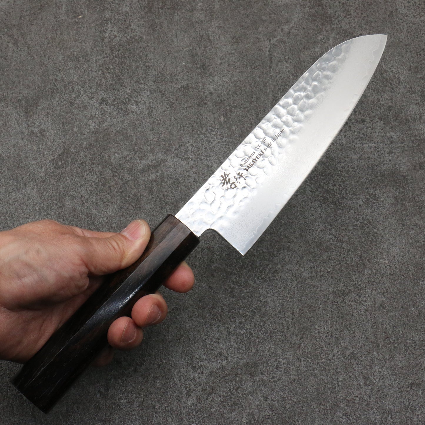 堺 孝行 VG10 33層 ダマスカス 三徳包丁 170mm 黒檀 (6角ティアドロップ)柄 - 清助刃物
