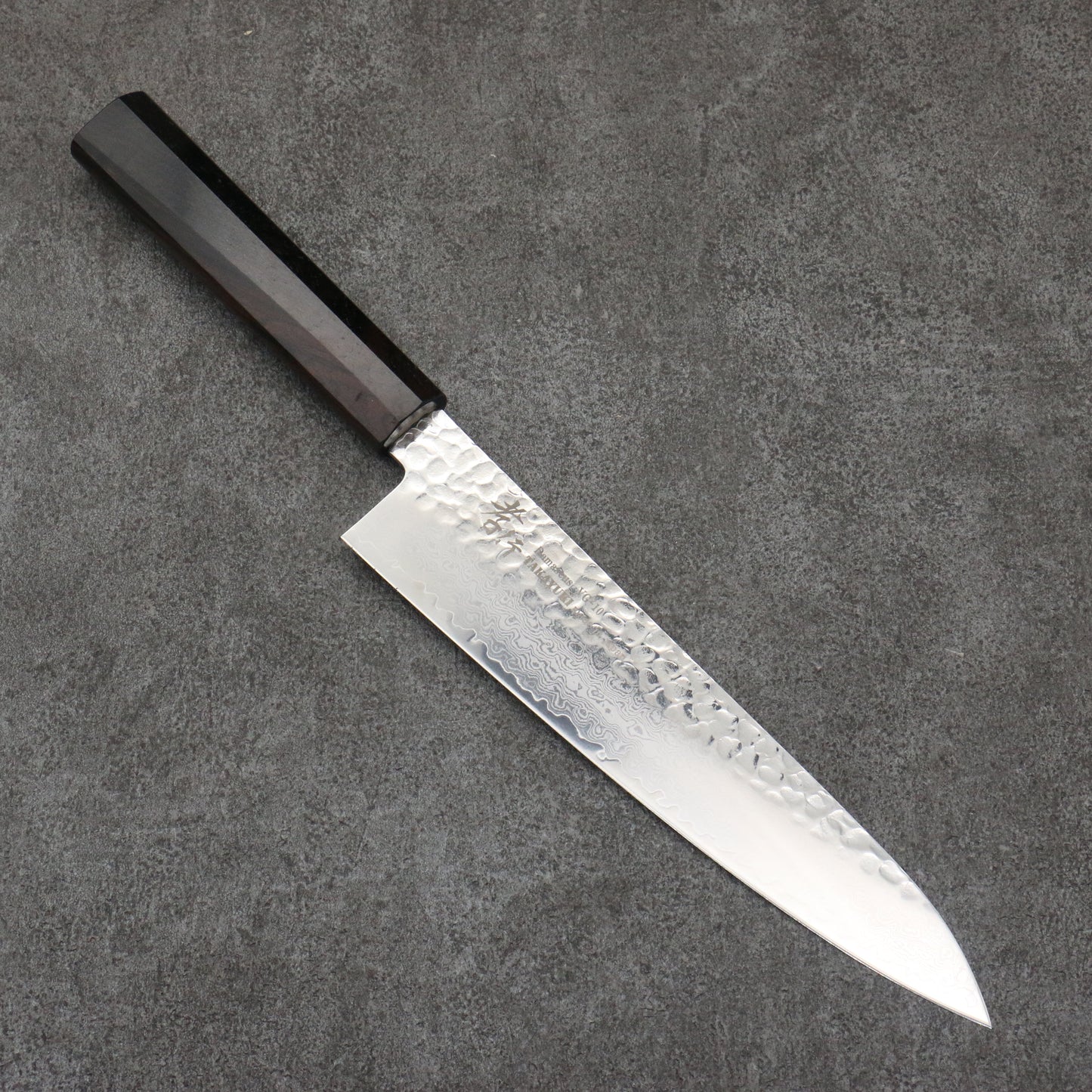 堺 孝行 VG10 33層 ダマスカス 牛刀包丁 210mm 黒檀 (6角ティアドロップ)柄 - 清助刃物