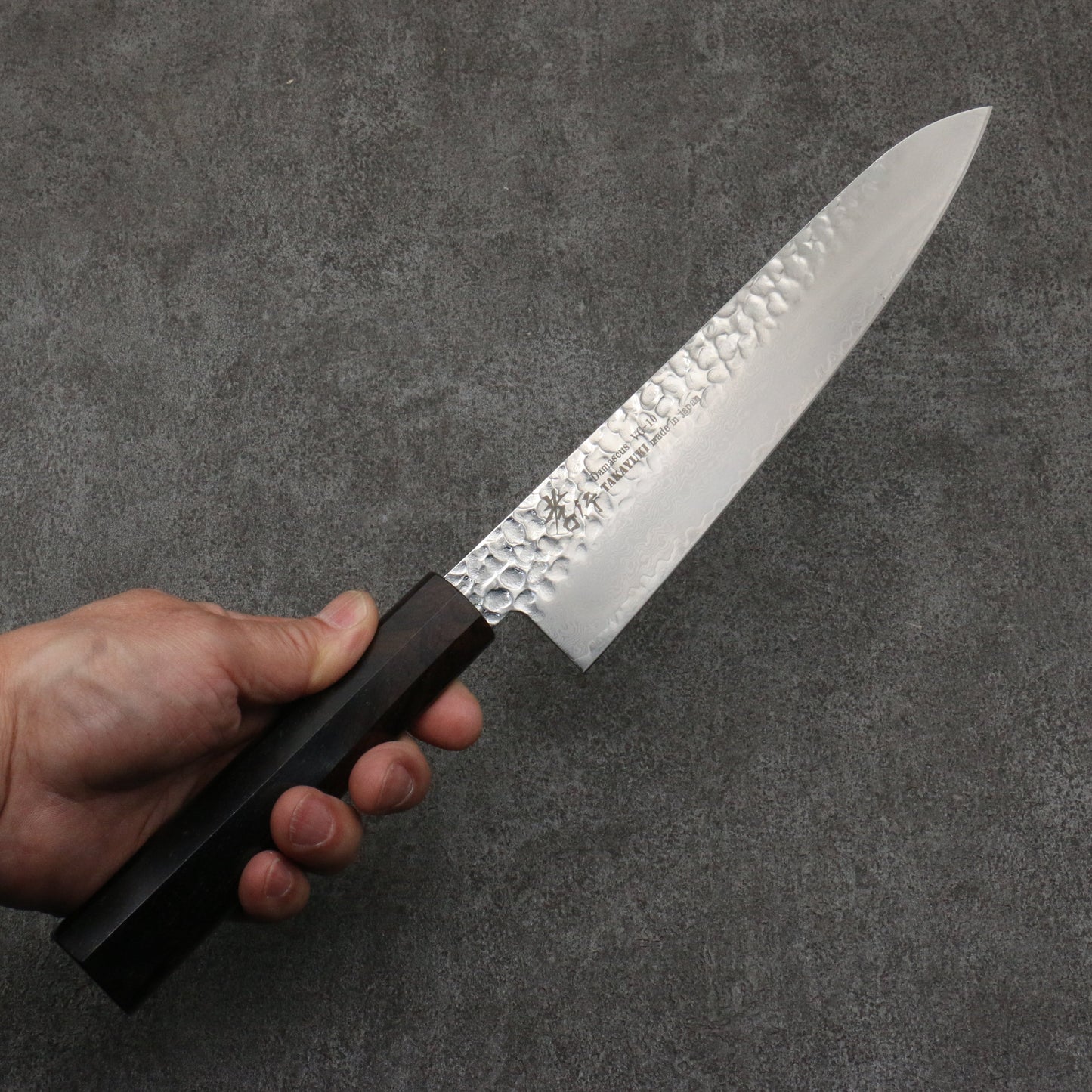 堺 孝行 VG10 33層 ダマスカス 牛刀包丁 210mm 黒檀 (6角ティアドロップ)柄 - 清助刃物