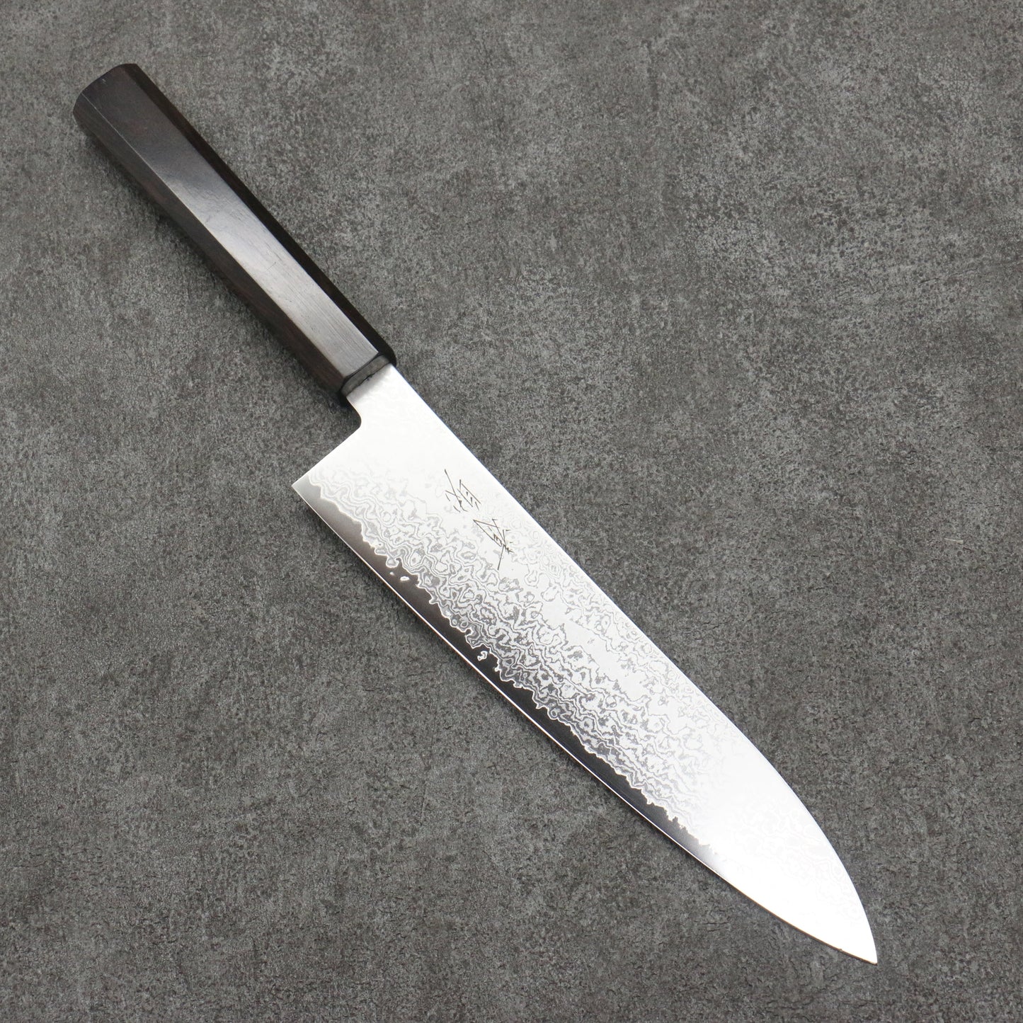 清助 V金10号 ダマスカス 牛刀包丁 210mm 黒檀柄 - 清助刃物