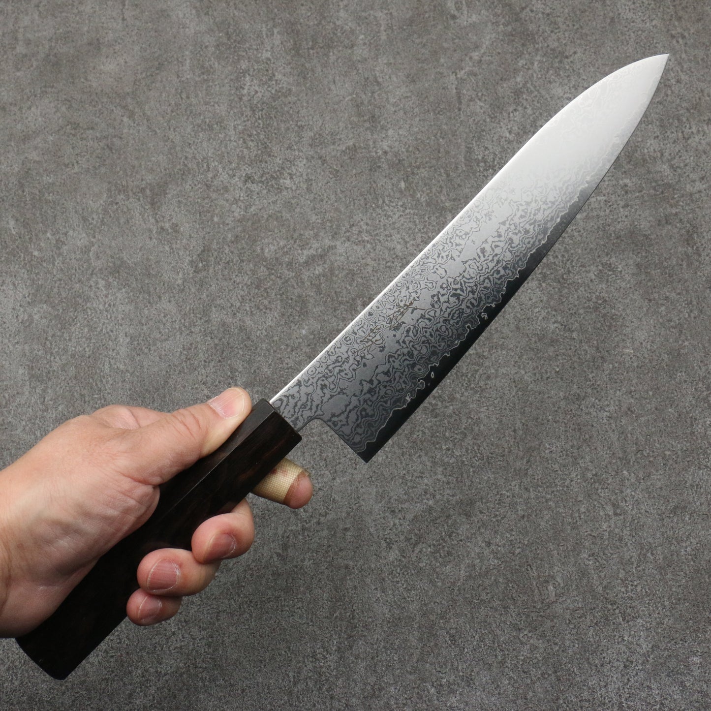 清助 V金10号 ダマスカス 牛刀包丁 210mm 黒檀柄 - 清助刃物