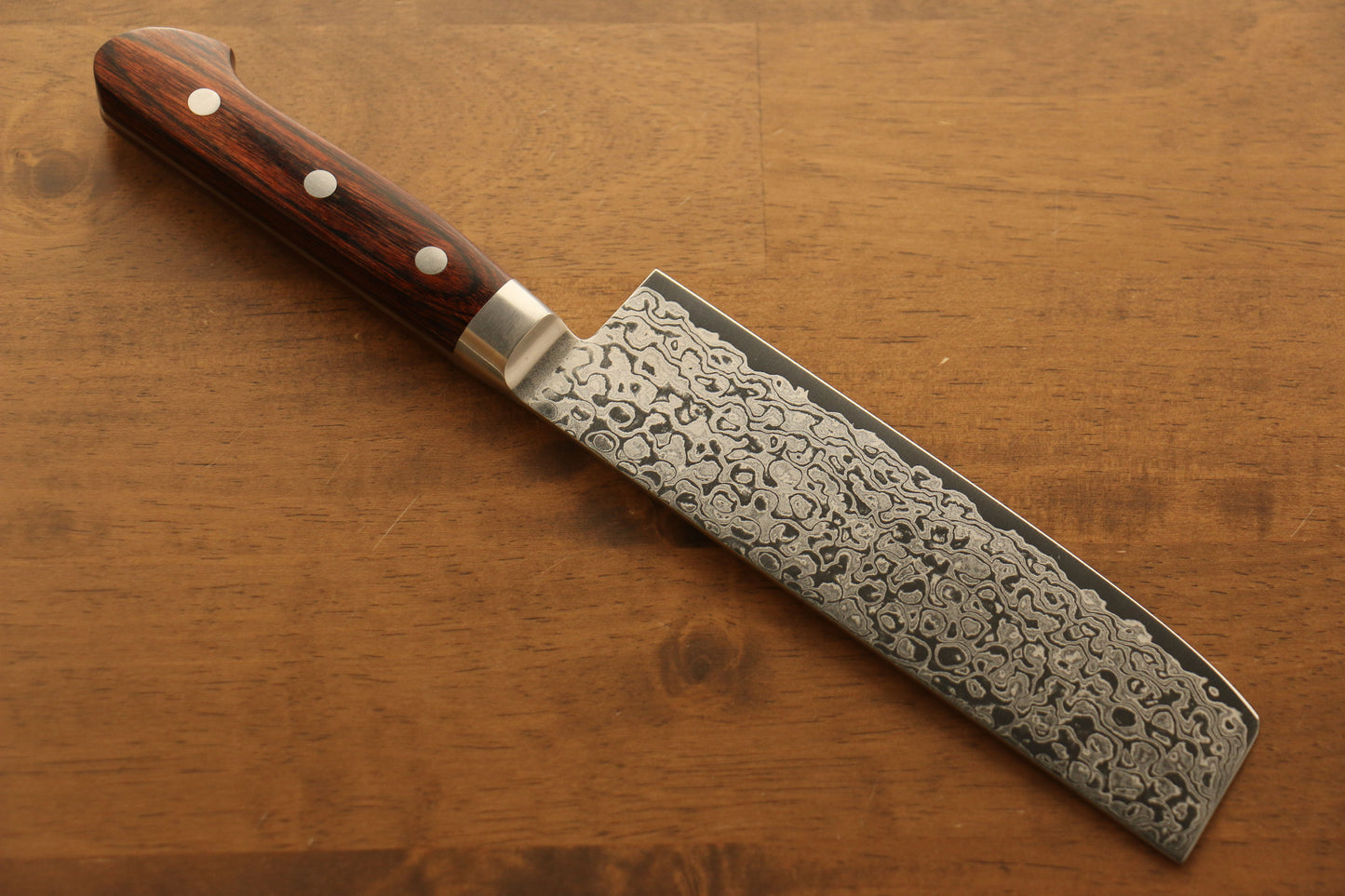 清助 木星 ZA-18 鏡面仕上げ ダマスカス 菜切包丁 165mm 茶合板柄 - 清助刃物