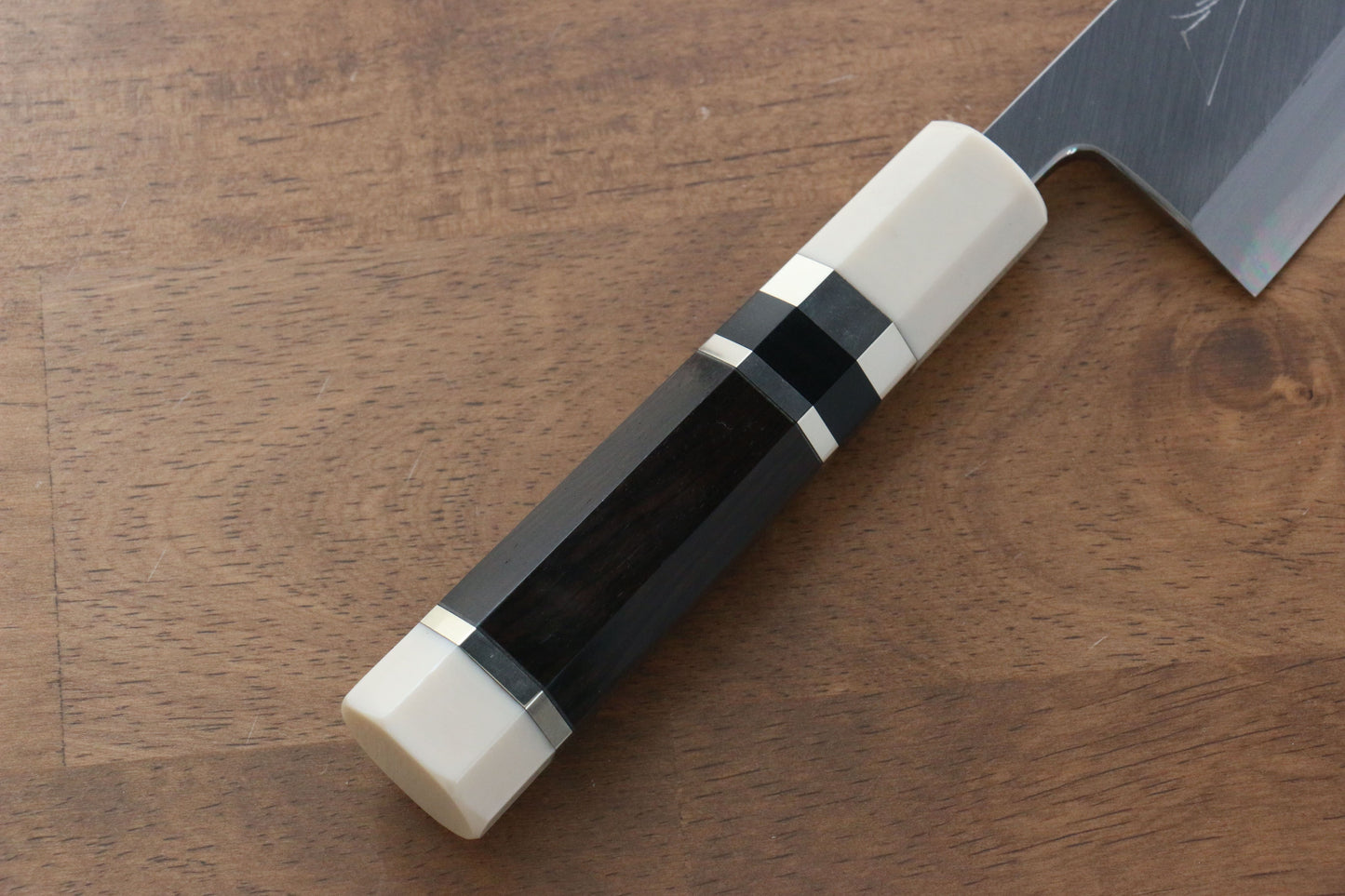 實光 至光 青紙 切付出刃包丁 120mm 両側リング付き黒檀柄 - 清助刃物